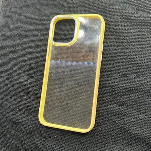 Clear Iphone 12 Pro Max case with yellow boarders